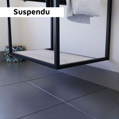Meuble STRUCTURA 140 cm avec deux vasques à poser et miroir led Etal- Noir