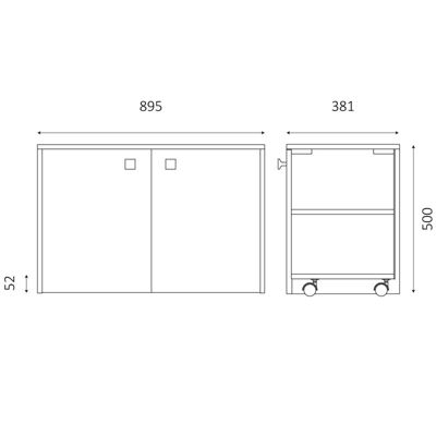 Meuble sur roulette EPURE - 90 cm blanc brillant