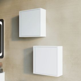 Meuble Suspendu De Salle De Bain 39Cm Avec Porte Réversible Blanc Mat - Monaco