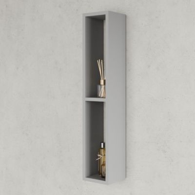 Meuble Suspendu Pour Salle De Bains Gris Hauteur 80 Cm Avec 2 Compartiments Ouverts