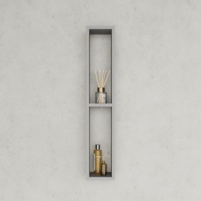 Meuble Suspendu Pour Salle De Bains Gris Hauteur 80 Cm Avec 2 Compartiments Ouverts