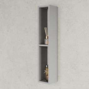 Meuble Suspendu Pour Salle De Bains Gris Hauteur 80 Cm Avec 2 Compartiments Ouverts