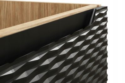 Meuble suspendu sous vasque OCEAN chêne et noir 80 cm - 2 tiroirs façades 3D