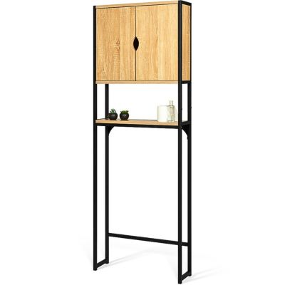 Meuble étagère WC et salle de bain effet bois et métal