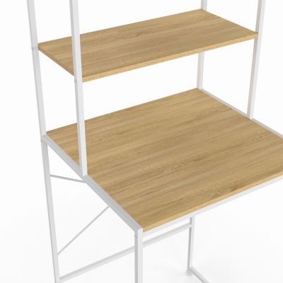 Meuble étagères dessus machine à laver DETROIT bois et métal blanc