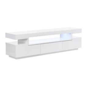 Meuble TV 1 niche et 3 tiroirs avec LEDs - en MDF - Blanc - OKESA