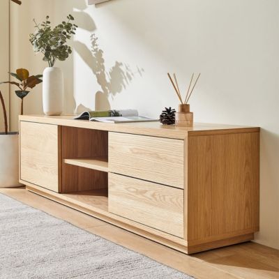 Meuble TV 1 porte 2 tiroirs en bois 150 cm - Odda