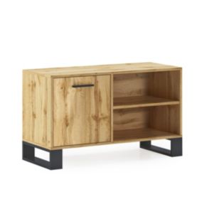 Meuble TV 100 avec porte à gauche, salon, modèle LOFT, 95x40x57cm, couleur chêne rustique