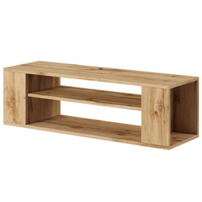 Meuble TV 2 plateaux 150x30x60 cm en teck noir et métal - TREKA | Maison et Styles