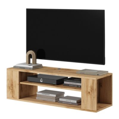 Meuble TV Suspendu Chêne Sonoma - 100x30x30 Cm - 2 Compartiments Portes Battantes - Charge 60 Kg