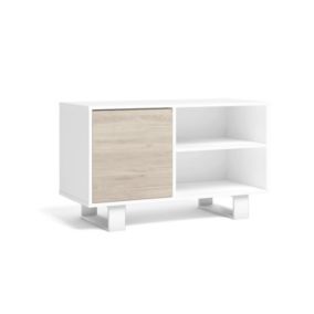 Meuble TV 100 Modèle Wind, 95x40x57cm, couleur Blanche et chêne