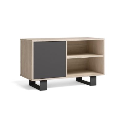 Meuble TV 100 Modèle Wind 95x40x57cm couleur chêne et gris anthracite