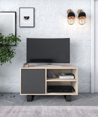 Meuble TV 100 Modèle Wind 95x40x57cm couleur chêne et gris anthracite