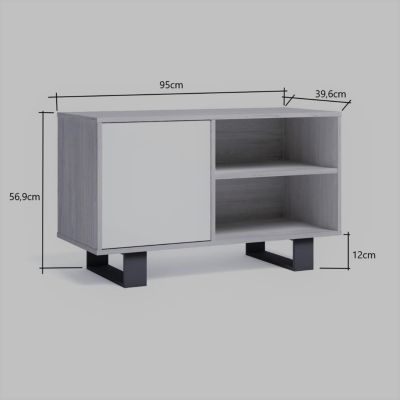 Meuble TV 100 Modèle Wind 95x40x57cm couleur chêne et gris anthracite