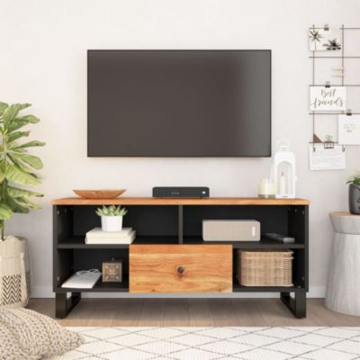 Meuble TV 100x33x46 cm bois d'acacia solide et d'ingénierie - Prolenta Premium