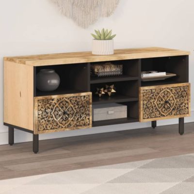 Meuble TV 100x33x46 cm bois massif de manguier - Prolenta Premium