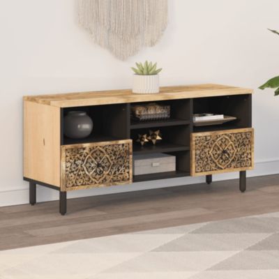Meuble TV 100x33x46 cm bois massif de manguier - Prolenta Premium