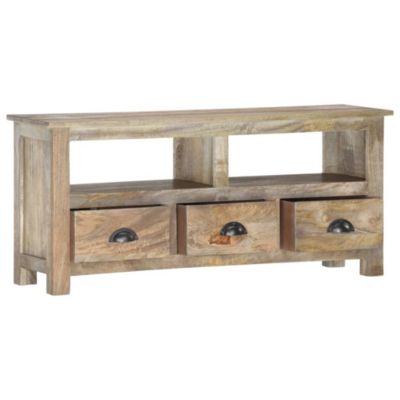 Meuble TV 110x30x50 cm Bois massif de manguier - Prolenta Premium
