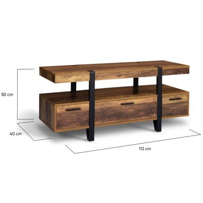 Meuble TV 113 cm AUSTRIA avec tiroirs bois pieds épingle