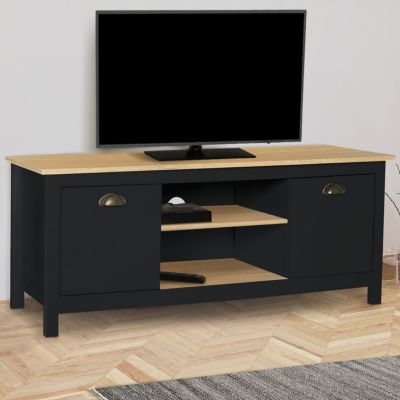 Meuble TV 113 cm campagne ISIS bois et noir