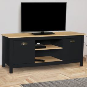 Meuble TV 113 cm campagne ISIS bois et noir