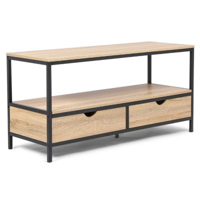 Meuble TV 113 cm DETROIT 2 tiroirs design industriel