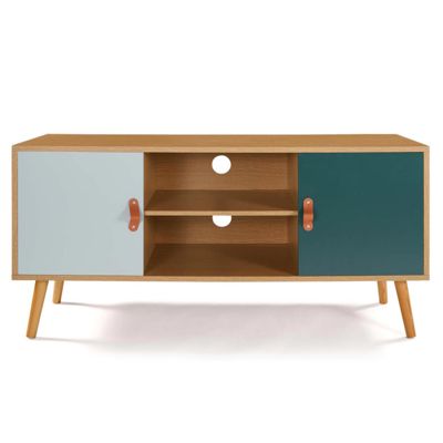 Meuble TV 113 cm scandinave ALIZE bois et vert