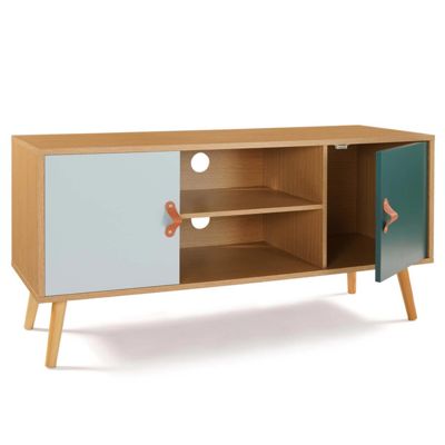 Meuble TV 113 cm scandinave ALIZE bois et vert