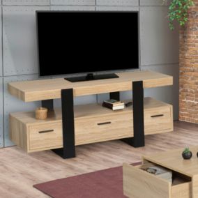 Meuble TV 116 cm PHOENIX avec tiroirs bois et noir