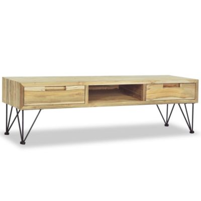 Meuble TV 120x35x35 cm Teck massif - Prolenta Premium