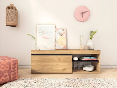 Meuble TV 120x40x41cm modèle Naturale couleur chêne et noir