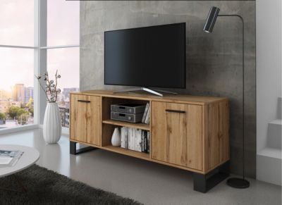 Meuble TV 137x40x57cm modèle Loft couleur chêne