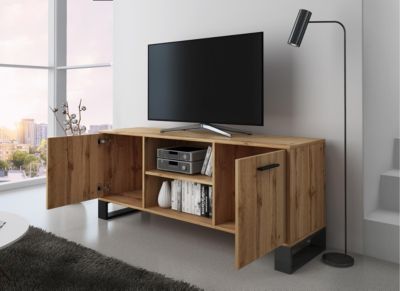 Meuble TV 137x40x57cm modèle Loft couleur chêne