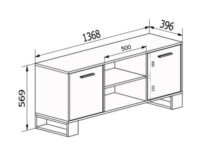 Meuble TV 137x40x57cm modèle Loft couleur chêne