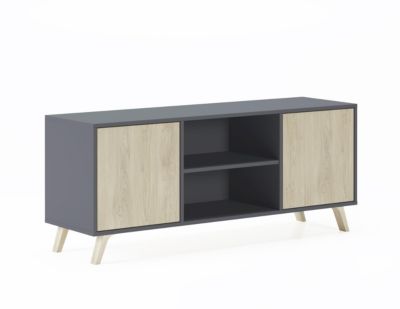 Meuble TV 137x40x57cm modèle Wind couleur gris anthracite et chêne