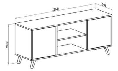 Meuble TV 137x40x57cm modèle Wind couleur gris anthracite et chêne
