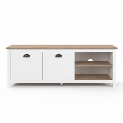 Meuble TV 140 cm campagne ISIS bois et blanc