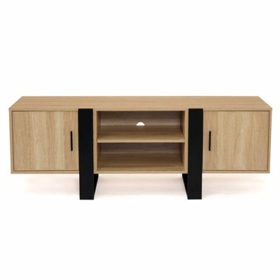 Meuble TV 140 cm PHOENIX 2 portes bois et noir