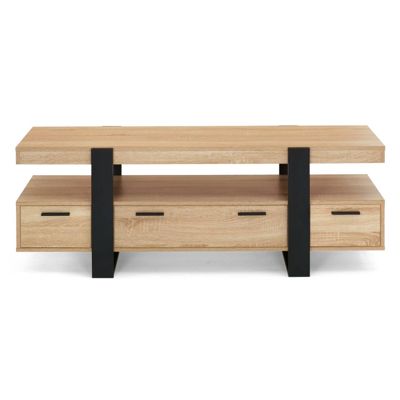 Meuble TV 140 cm PHOENIX avec tiroirs bois et noir