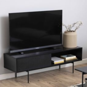 Meuble TV 140 cm style indus bois noir