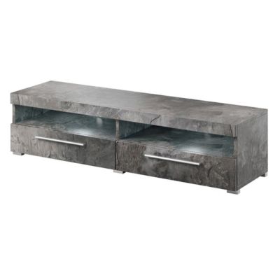 Meuble TV 140cm collection BOMBAY. Couleur gris effet ardoise. Eclairage LED multicolore.