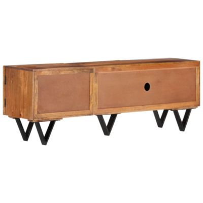 Meuble TV 140x30x46 cm Bois massif de manguier - Prolenta Premium