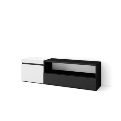 Meuble TV 150x35x45cm couleur blanc et noir