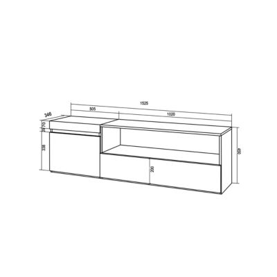 Meuble TV 150x35x45cm couleur blanc et noir
