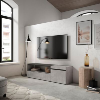 Meuble TV 150x35x45cm couleur gris ciment