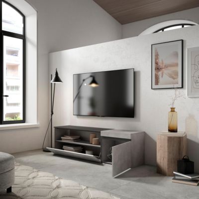 Meuble TV 150x35x45cm couleur gris ciment