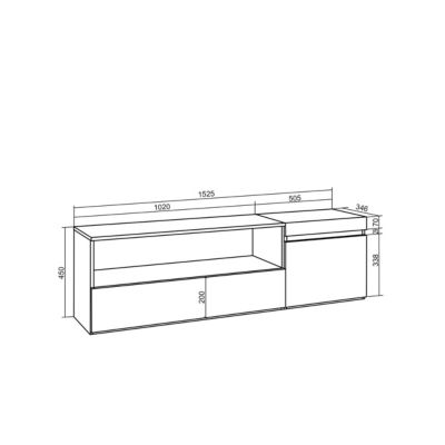 Meuble TV 150x35x45cm couleur gris ciment
