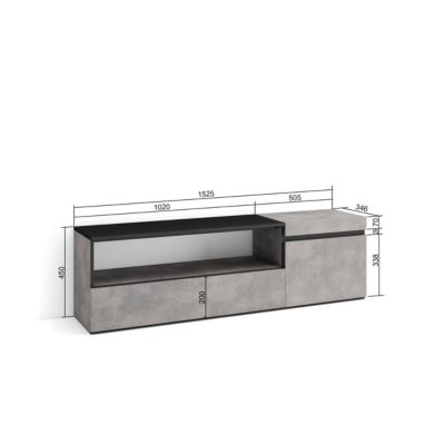 Meuble TV 150x35x45cm couleur gris ciment