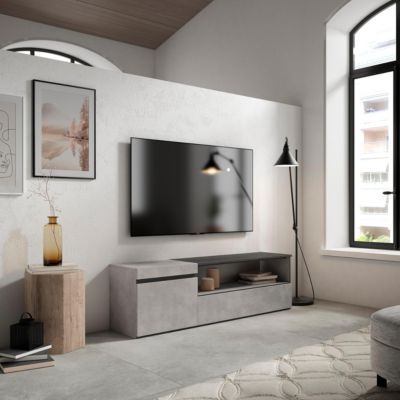 Meuble TV 150x35x45cm couleur gris ciment