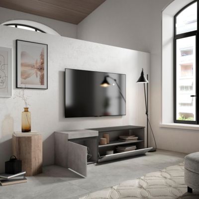 Meuble TV 150x35x45cm couleur gris ciment